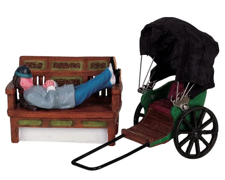 lemax-rickshaw-rides-figurine-avec-pousse-pousse-village-de-no-l image 1