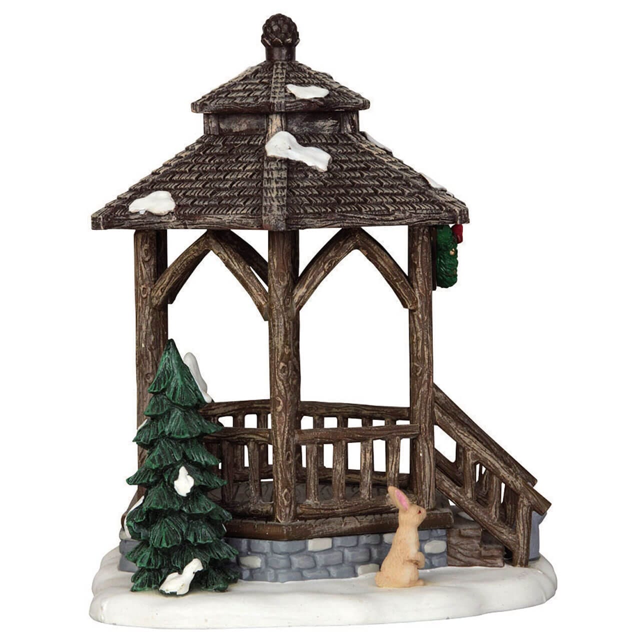 lemax-winter-gazebo-kiosque-miniature-animaux-des-bois image 4
