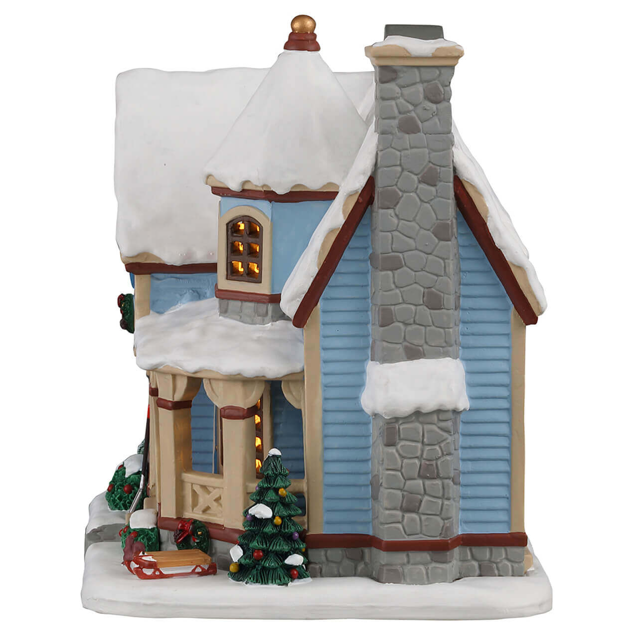 lemax-snow-day-at-the-wilson-s-house-maison-bleue-enneig-e-lumineuse image 3