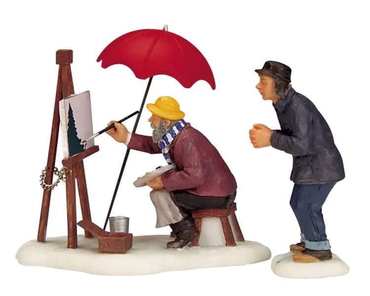 lemax-painting-a-winter-scene-figurine-village-miniature image 1
