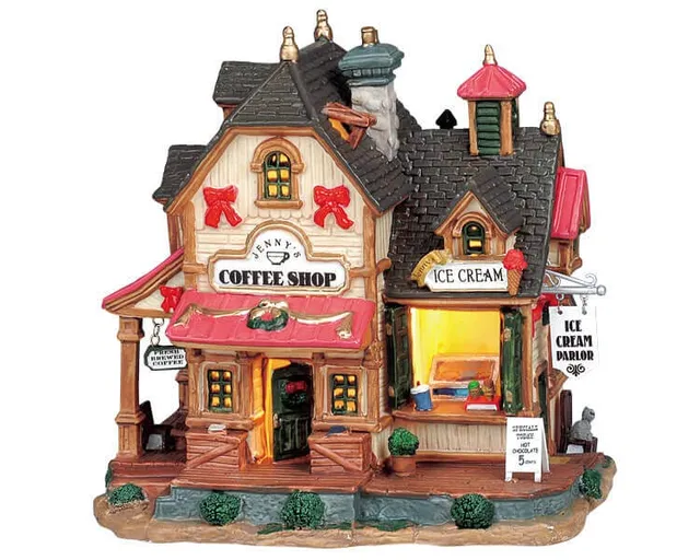 lemax-jenny-s-coffee-shop-ice-cream-parlor-boutique-miniature-lumineuse image 1