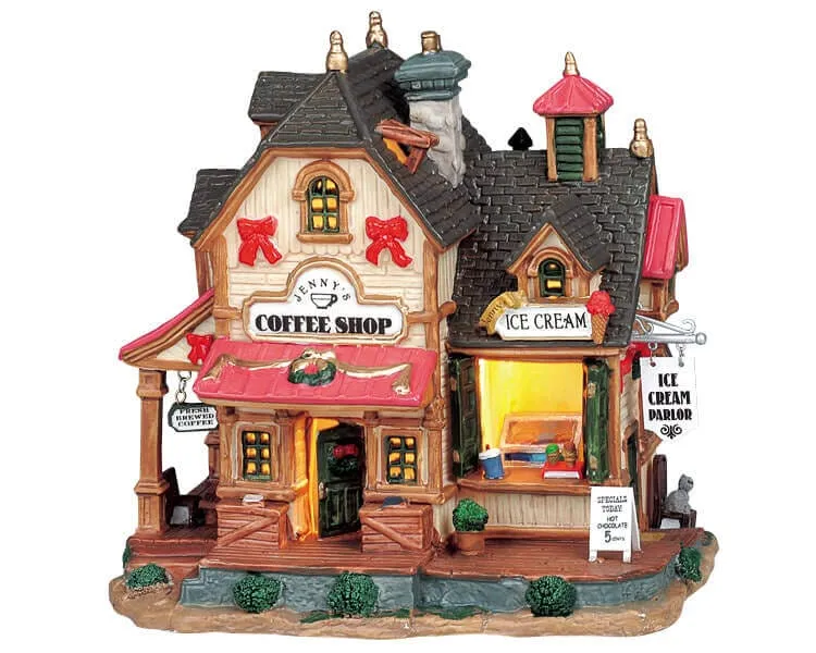 lemax-jenny-s-coffee-shop-ice-cream-parlor-boutique-miniature-lumineuse image 1