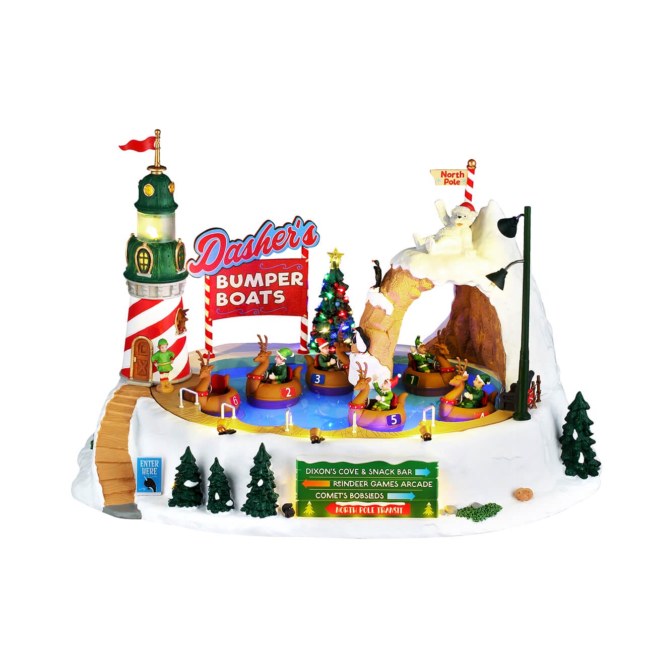lemax-santa-s-wonderland-dasher-s-bumper-boats-man-ge-bateaux-tamponneurs-lumine image 1