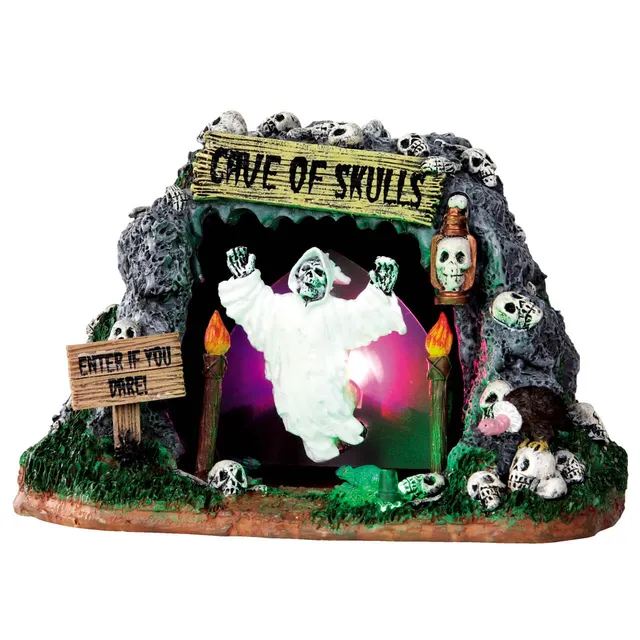 lemax-cave-of-skulls-spooky-town-grotte-squelette-anim-e-miniature image 1