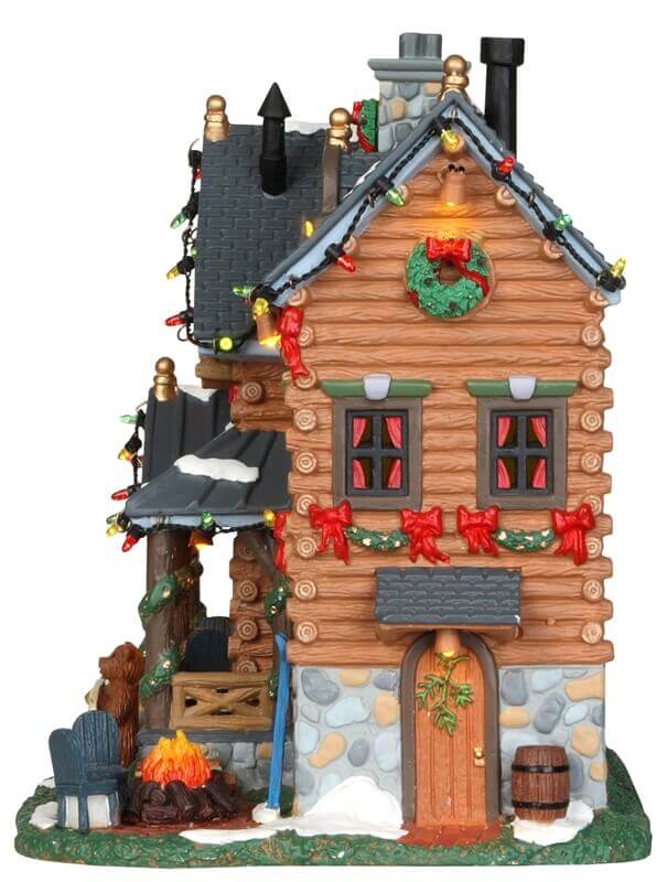 lemax-pine-grove-lodge-chalet-feu-de-camp-miniature-lumineux image 3