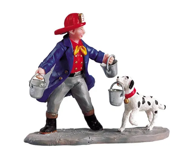 lemax-firemen-s-friend-chien-pompier-village-miniature image 1