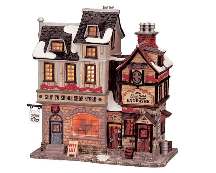 lemax-ship-to-shore-shoe-store-engraver-boutique-miniature-village-de-no-l image 1