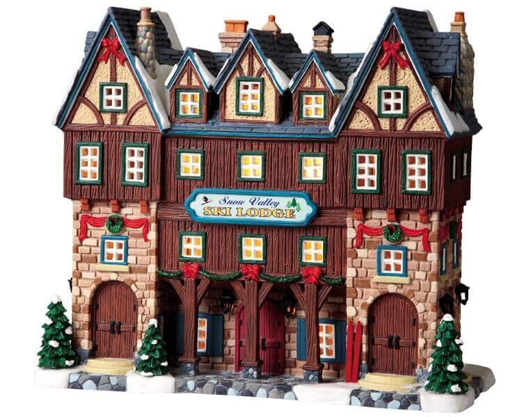 lemax-snow-valley-ski-lodge-chalet-miniature-lumineux-village-de-no-l image 1