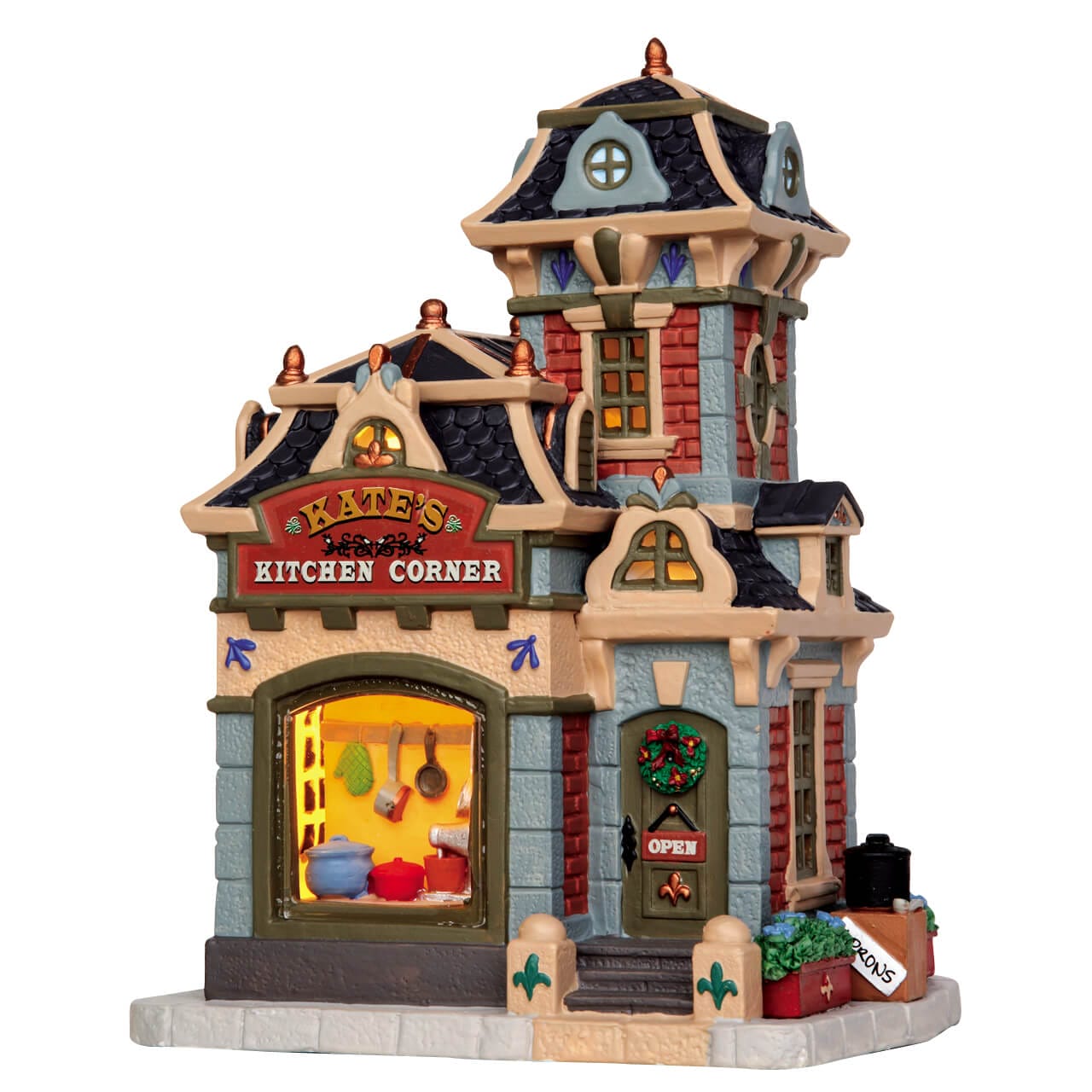 lemax-kate-s-kitchen-corner-boutique-cuisine-miniature-caddington-lumineuse image 1