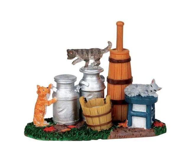 lemax-butter-churn-milk-cans-accessoire-miniature-ferme image 1